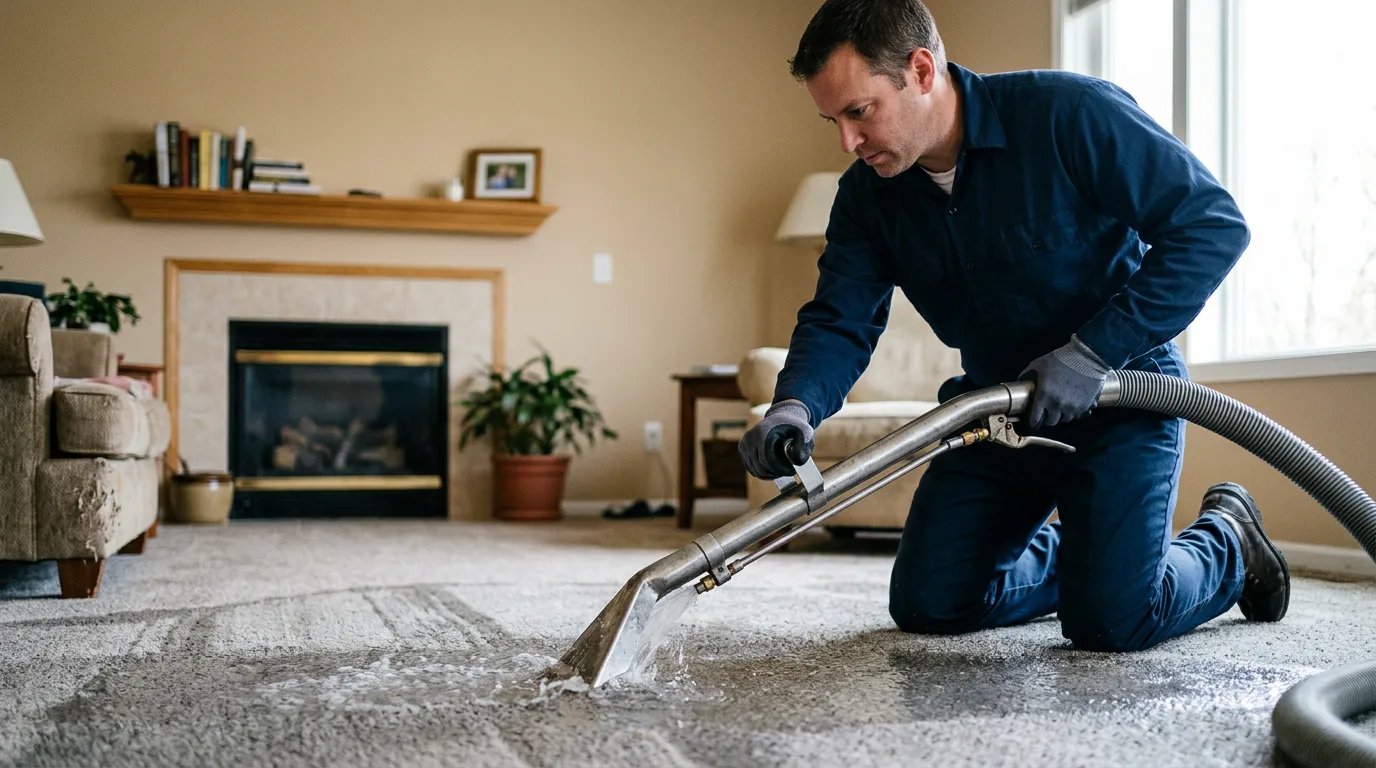 Water damage restoration technician working near Underwood, IA